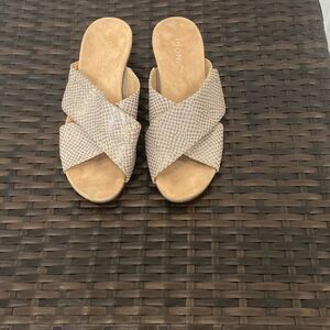 Vionic Leticia wedge sandals, with the lizard, print leather, upper and a cork w